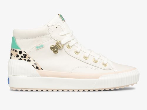 Keds Demi TRX Mid Nahkaiset Naisten Nauhakengät Kerma Leopardi | FI-84778