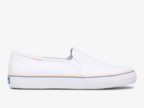 Keds Double Decker Canvas Naisten SlipOnTennarit Valkoinen Koralli | FI-95487