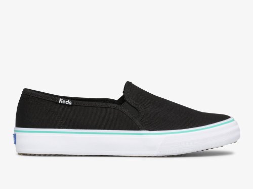 Keds Double Decker Canvas Washable Naisten SlipOnTennarit Mustat Turkoosi | FI-89689