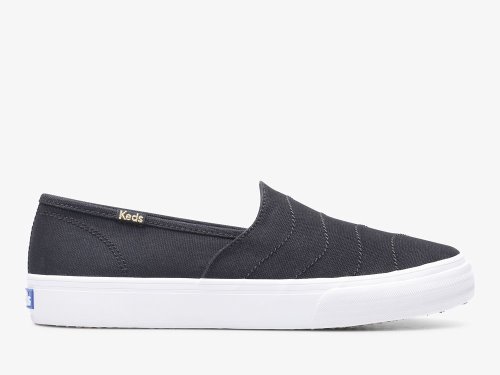 Keds Double Decker Wave Canvas Naisten SlipOnTennarit Mustat | FI-72948