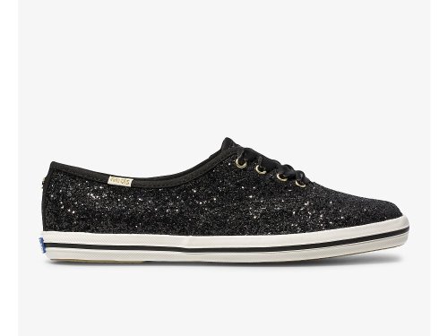 Keds Kate Spade New York Champion Glitter Naisten Nauhakengät Mustat | FI-32858