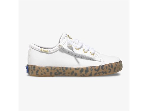 Keds Kickstart Leopard Foxing Sneaker Jr Tytön Tennarit Valkoinen Leopardi | FI-07516