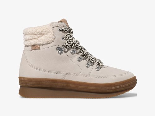 Keds Midland Boot Luxe Nahkaiset w/ Faux Shearling and Thinsulate™ Naisten Nauhakengät Kerma | FI-86796