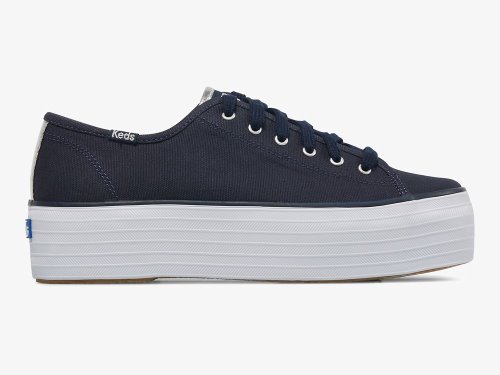 Keds Triple Up Canvas Naisten Alustan Kengät Laivastonsininen Hopea | FI-81850