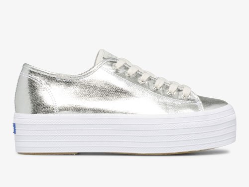 Keds Triple Up Metallic Twill Naisten Tenniskengät Hopea | FI-94763