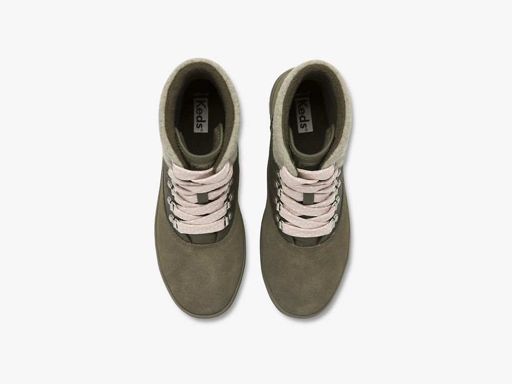 Keds Camp Boot Mokka & Splash Twill w/ Thinsulate™ Naisten Nauhakengät Oliivinvihreä | FI-90731