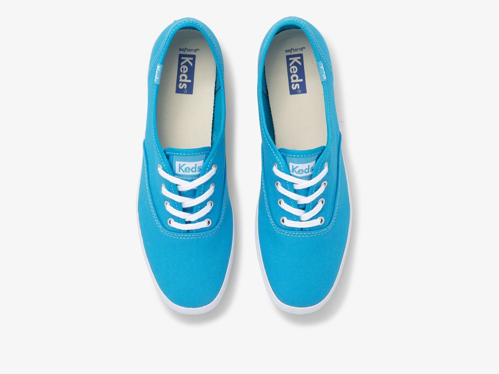 Keds Champion Canvas Neon Washable Naisten Nauhakengät Sininen | FI-87067