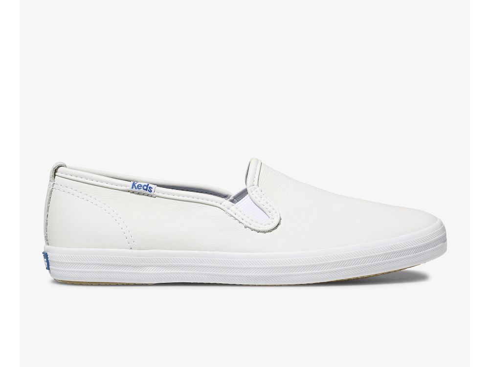 Keds Champion Slip On Nahkaiset Naisten Nahkakengät Valkoinen | FI-71593