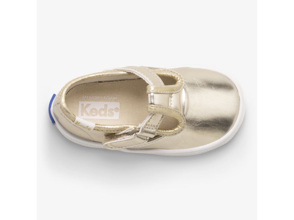 Keds Champion Varvas Cap T-Strap Tytön SlipOnTennarit Kultaiset | FI-00982