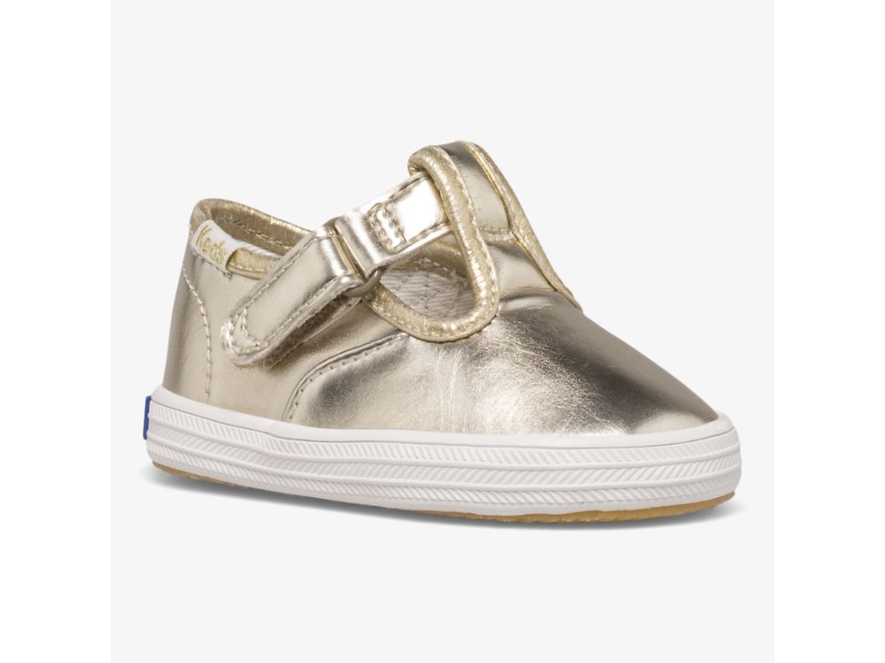 Keds Champion Varvas Cap T-Strap Tytön SlipOnTennarit Kultaiset | FI-00982