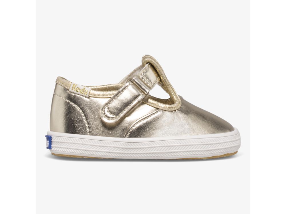 Keds Champion Varvas Cap T-Strap Tytön SlipOnTennarit Kultaiset | FI-00982