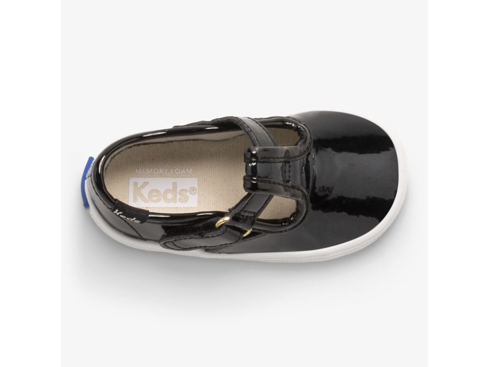 Keds Champion Varvas Cap T-Strap Tytön SlipOnTennarit Mustat | FI-62355