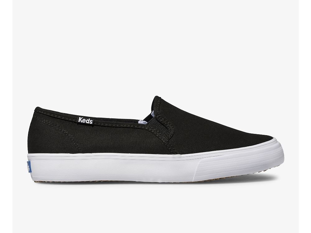 Keds Double Decker Canvas Naisten SlipOnTennarit Mustat | FI-61403