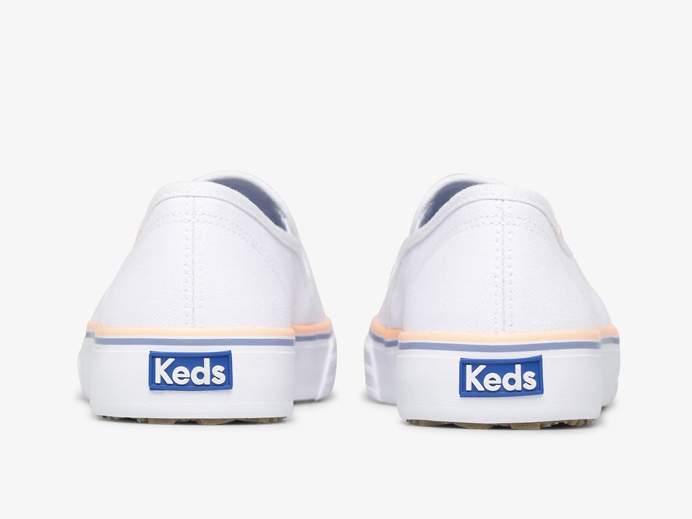 Keds Double Decker Canvas Naisten SlipOnTennarit Valkoinen Koralli | FI-95487