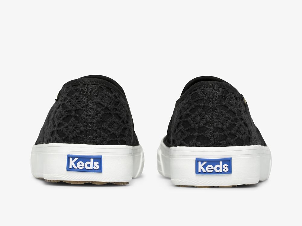 Keds Double Decker Crochet Naisten SlipOnTennarit Mustat | FI-29264