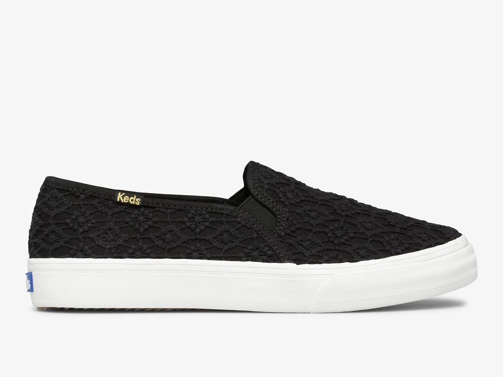 Keds Double Decker Crochet Naisten SlipOnTennarit Mustat | FI-29264