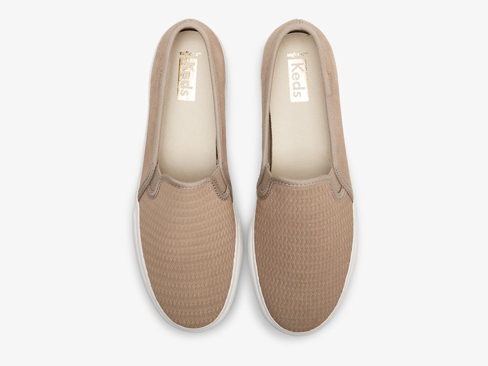 Keds Double Decker Emboss Mokka Naisten SlipOnTennarit Khaki | FI-78270