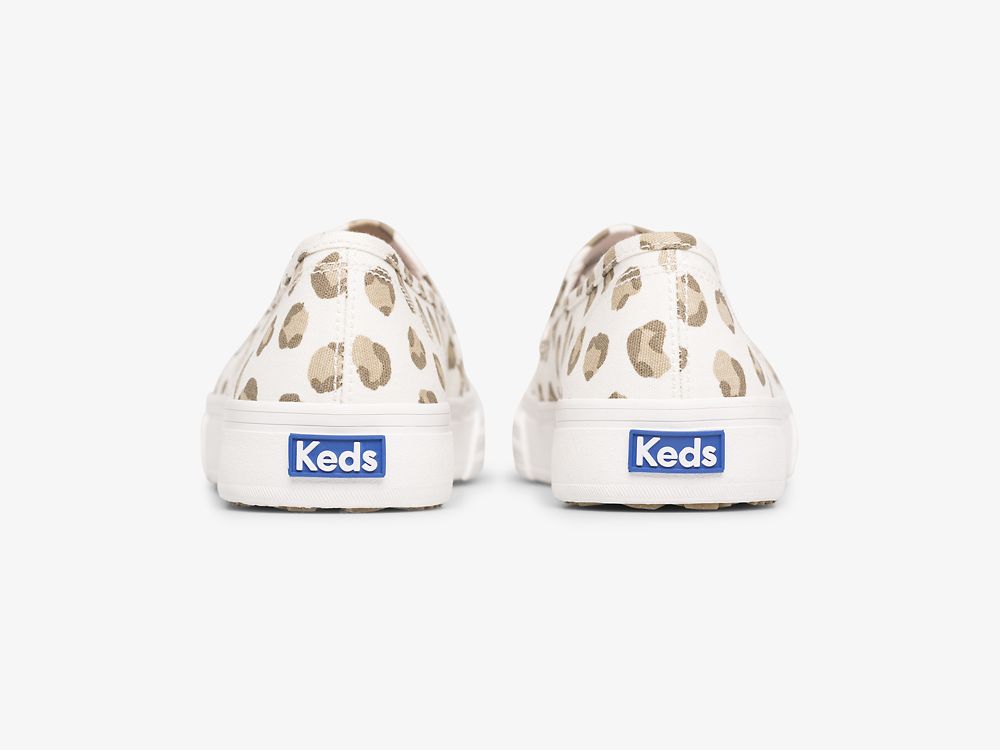 Keds Double Decker Leopard Naisten SlipOnTennarit Valkoinen | FI-83244