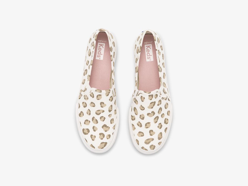 Keds Double Decker Leopard Naisten SlipOnTennarit Valkoinen | FI-83244