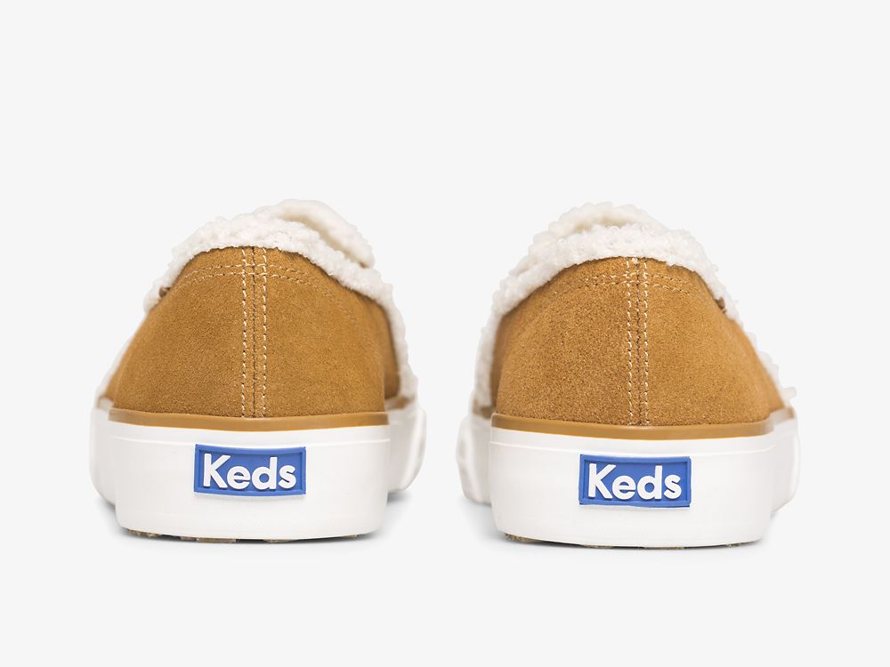 Keds Double Decker Mokka Faux Shearling Naisten SlipOnTennarit Ruskea | FI-16795