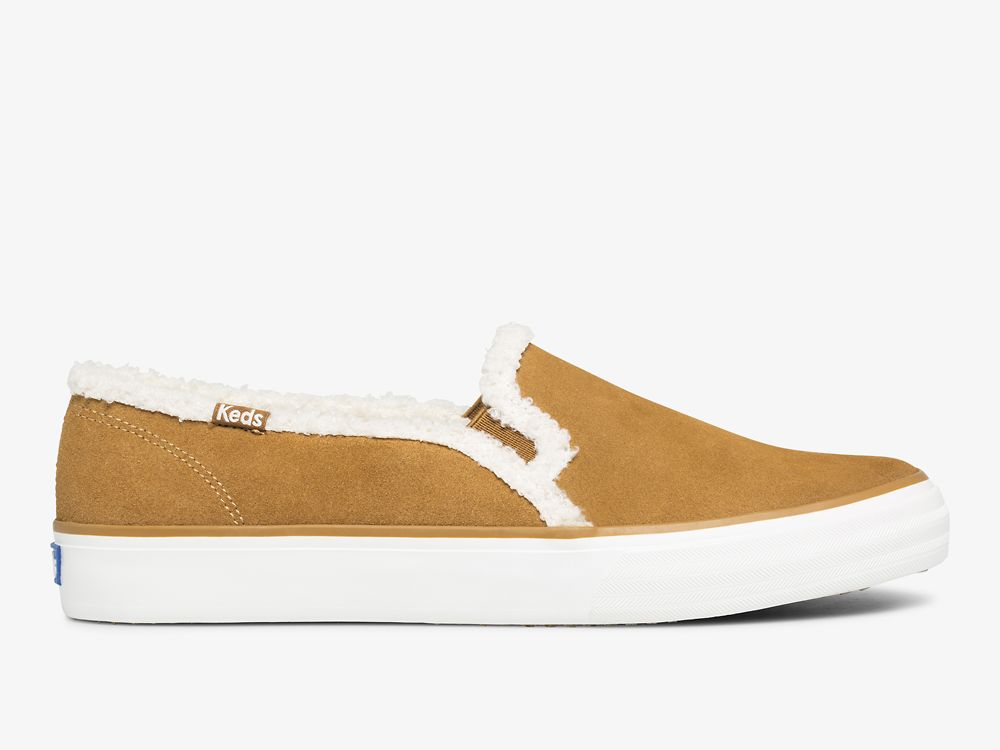 Keds Double Decker Mokka Faux Shearling Naisten SlipOnTennarit Ruskea | FI-16795