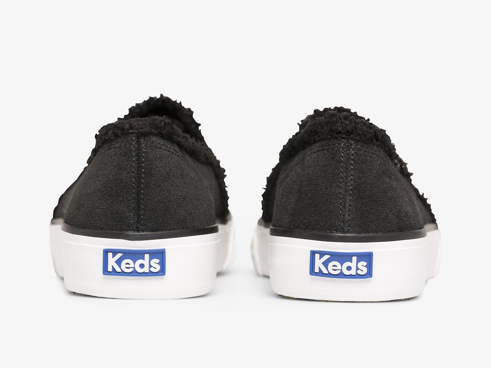 Keds Double Decker Mokka Faux Shearling Naisten SlipOnTennarit Mustat | FI-38547