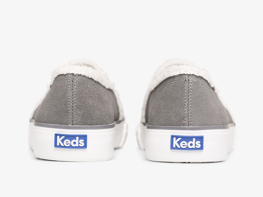 Keds Double Decker Mokka Faux Shearling Naisten SlipOnTennarit Tummanharmaat | FI-82704