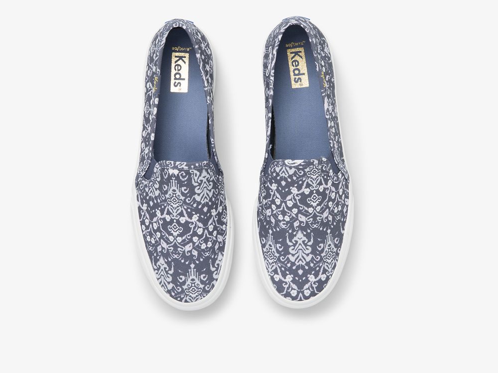 Keds Double Decker Mosaic Canvas Naisten SlipOnTennarit Sininen | FI-12447