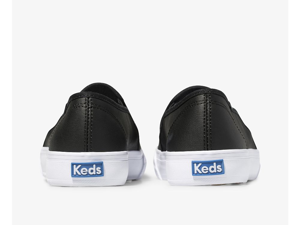 Keds Double Decker Nahkaiset Naisten SlipOnTennarit Mustat | FI-46333