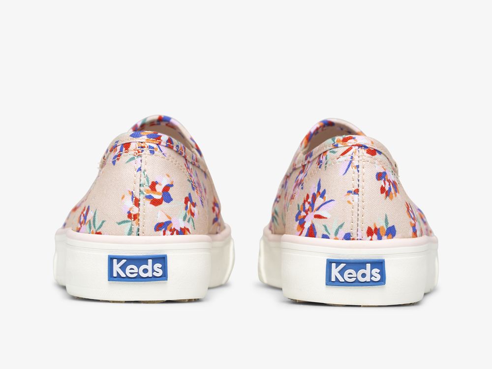 Keds Double Decker Spring Floral Naisten SlipOnTennarit Ruskea | FI-95935