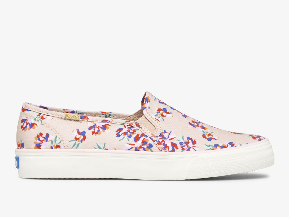 Keds Double Decker Spring Floral Naisten SlipOnTennarit Ruskea | FI-95935