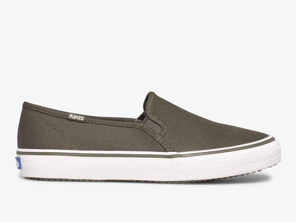 Keds Double Decker Tencel™ Naisten SlipOnTennarit Oliivinvihreä | FI-90417