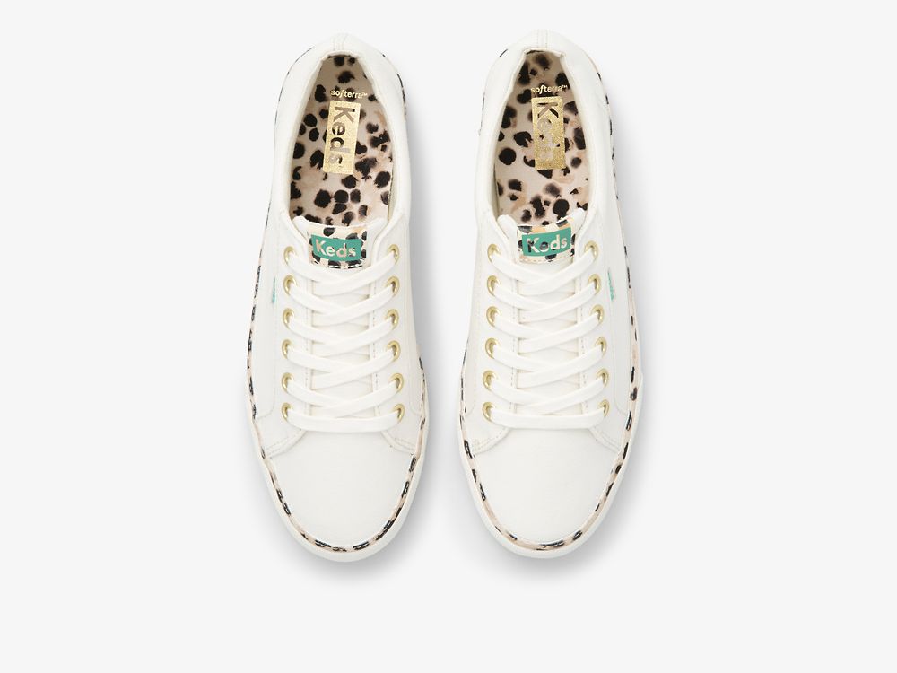 Keds Jump Kick Leopard Pop Canvas Naisten Nauhakengät Kerma | FI-67971