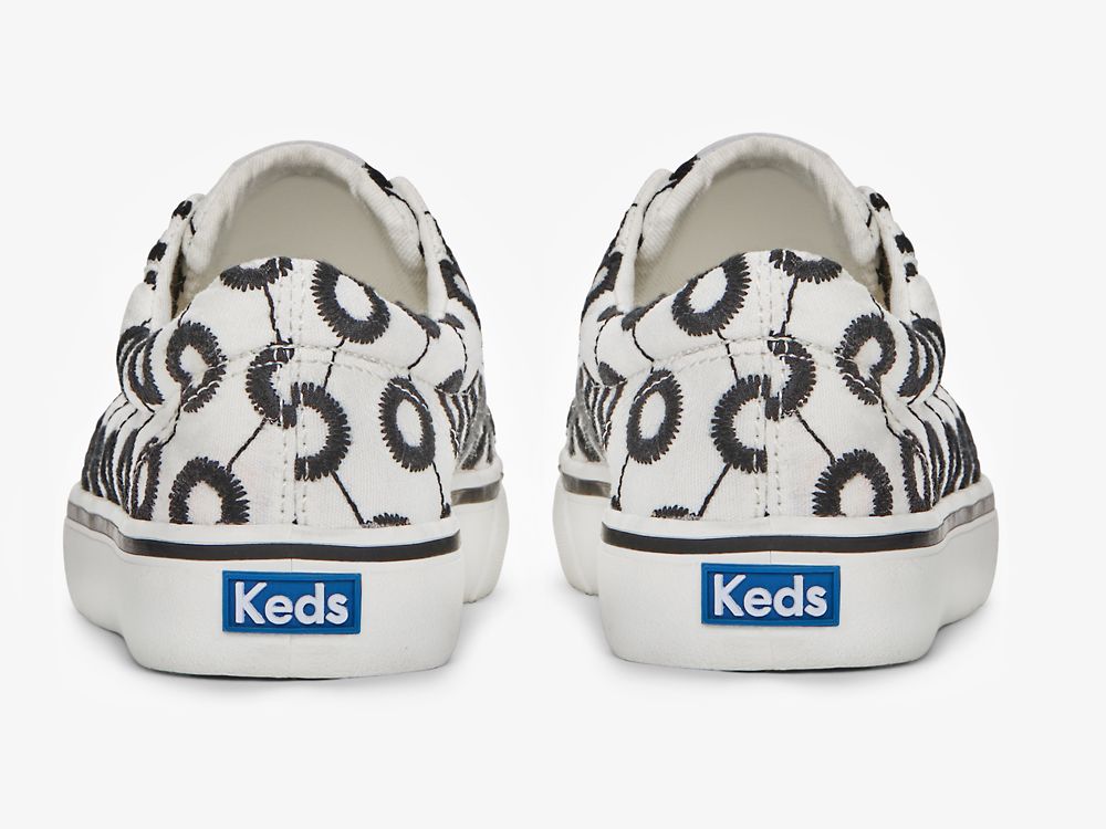 Keds Jump Kick Mod Embroidered Naisten Nauhakengät Valkoinen Mustat | FI-13259