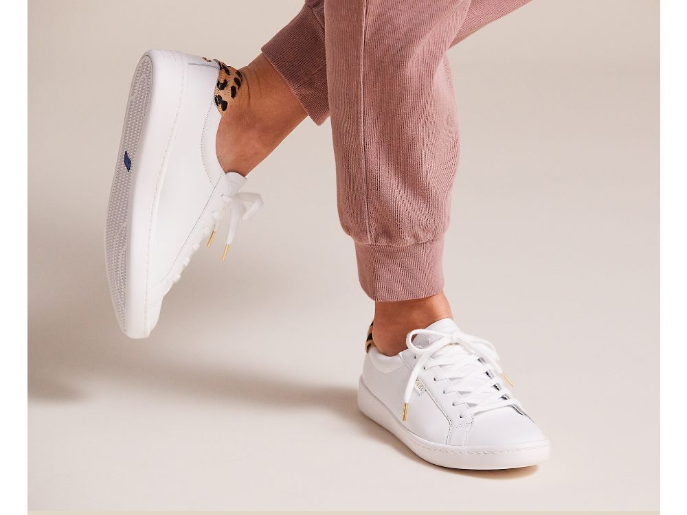 Keds Kate Spade New York Ace Nahkaiset Calf Hair Naisten Nauhakengät Valkoinen Leopardi | FI-24922