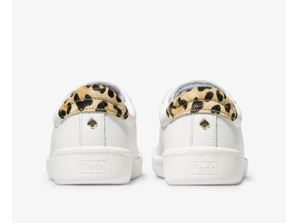 Keds Kate Spade New York Ace Nahkaiset Calf Hair Naisten Nauhakengät Valkoinen Leopardi | FI-24922