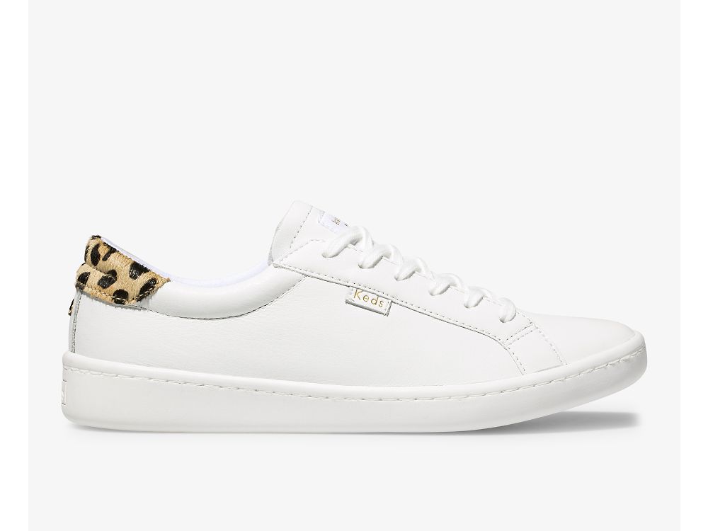 Keds Kate Spade New York Ace Nahkaiset Calf Hair Naisten Nauhakengät Valkoinen Leopardi | FI-24922