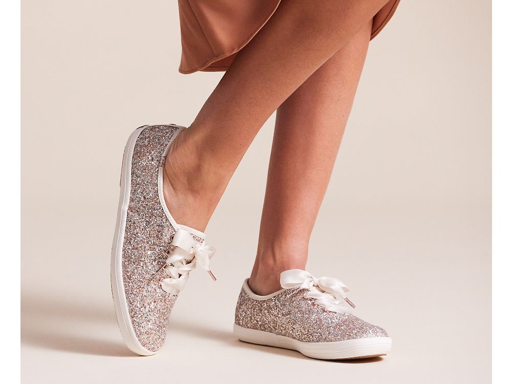 Keds Kate Spade New York Champion Glitter Naisten Nauhakengät Pinkki Kultaiset Monivärinen | FI-29208