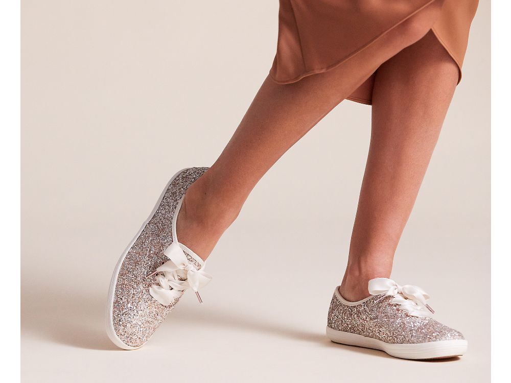 Keds Kate Spade New York Champion Glitter Naisten Nauhakengät Pinkki Kultaiset Monivärinen | FI-29208