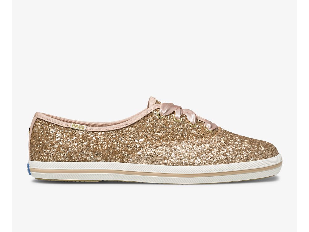 Keds Kate Spade New York Champion Glitter Naisten Nauhakengät Pinkki Kultaiset | FI-33163