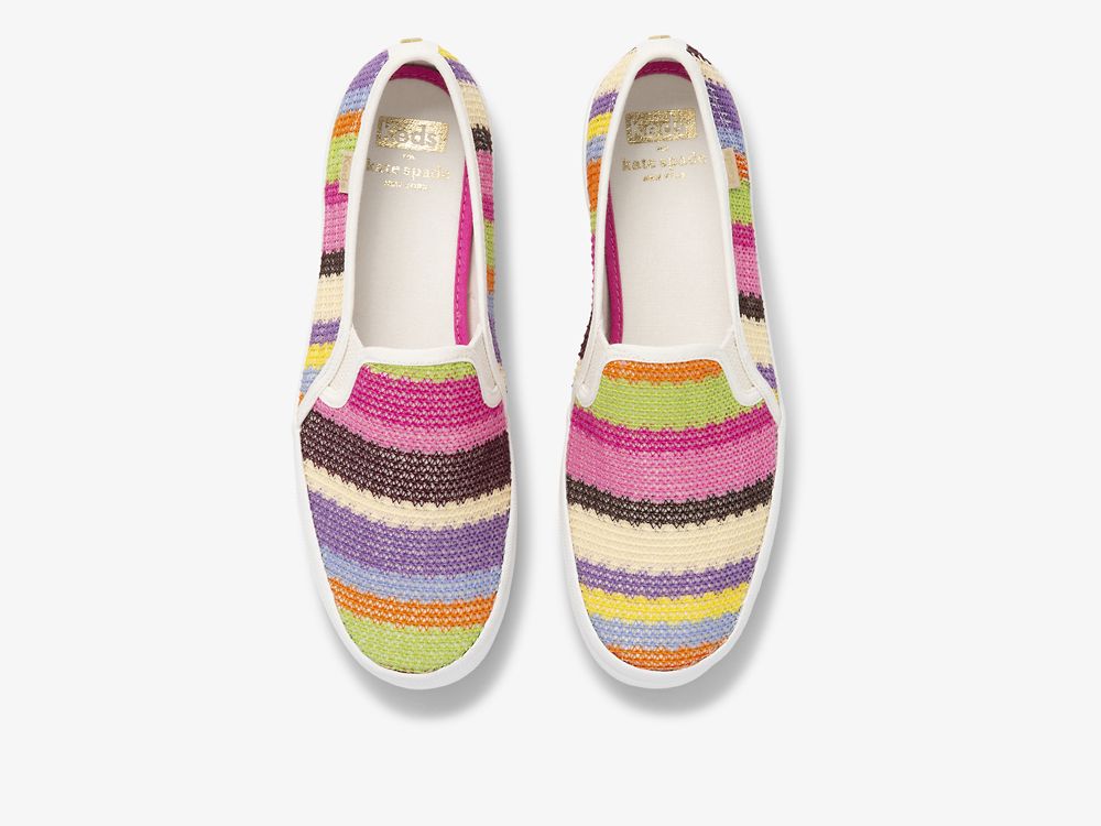 Keds Kate Spade New York Double Decker Crochet Naisten SlipOnTennarit Pinkki Monivärinen | FI-93291