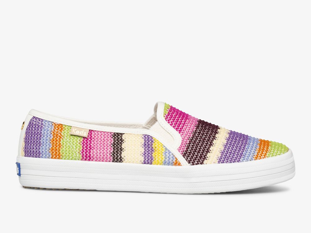 Keds Kate Spade New York Double Decker Crochet Naisten SlipOnTennarit Pinkki Monivärinen | FI-93291