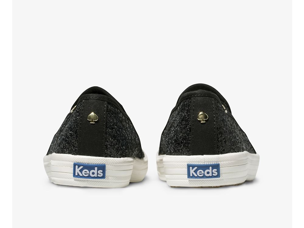 Keds Kate Spade New York Double Decker Glitter Naisten SlipOnTennarit Mustat | FI-38296