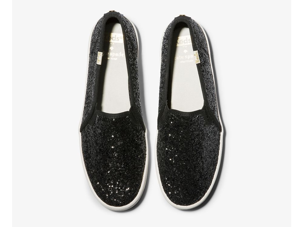 Keds Kate Spade New York Double Decker Glitter Naisten SlipOnTennarit Mustat | FI-38296