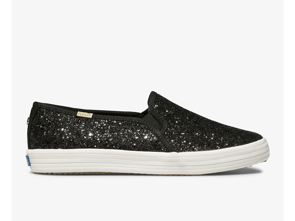 Keds Kate Spade New York Double Decker Glitter Naisten SlipOnTennarit Mustat | FI-38296