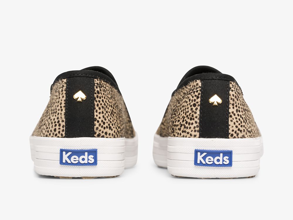 Keds Kate Spade New York Double Decker Tiny Dot Calf Hair Naisten SlipOnTennarit Ruskea Mustat | FI-45442