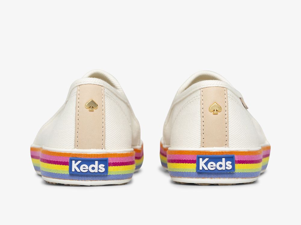 Keds Kate Spade New York Double Decker Twill Naisten SlipOnTennarit Valkoinen | FI-94556