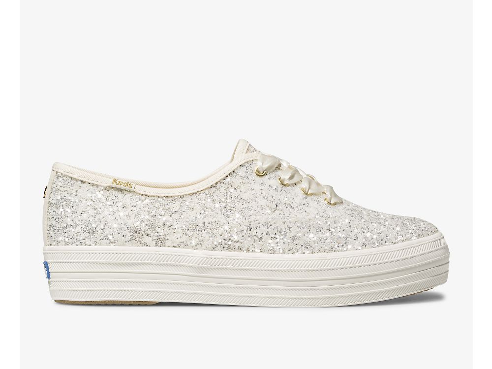 Keds Kate Spade New York Triple Glitter Naisten Nauhakengät Kerma | FI-28921