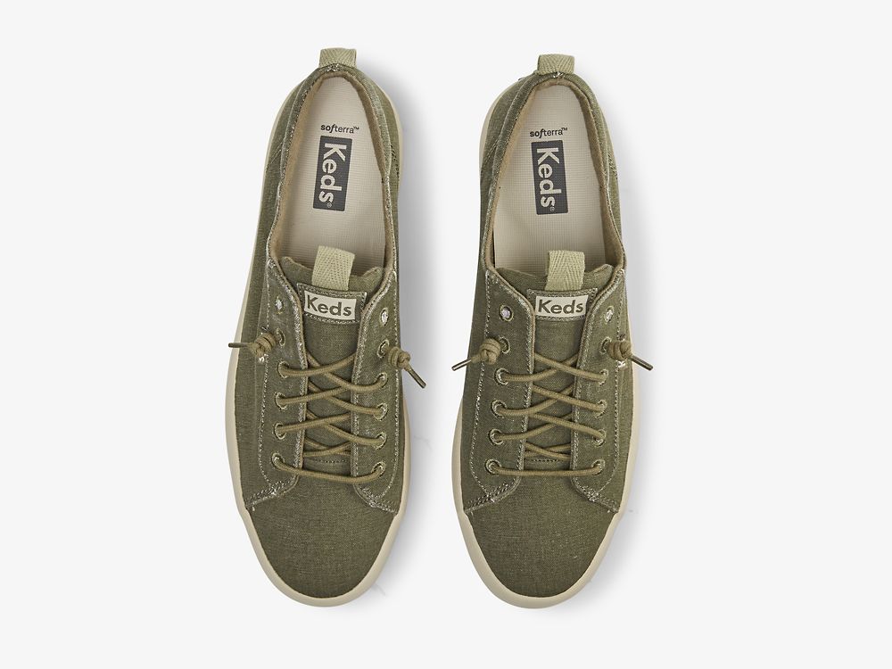 Keds Kickback Canvas Washable Naisten Nauhakengät Oliivinvihreä | FI-51351