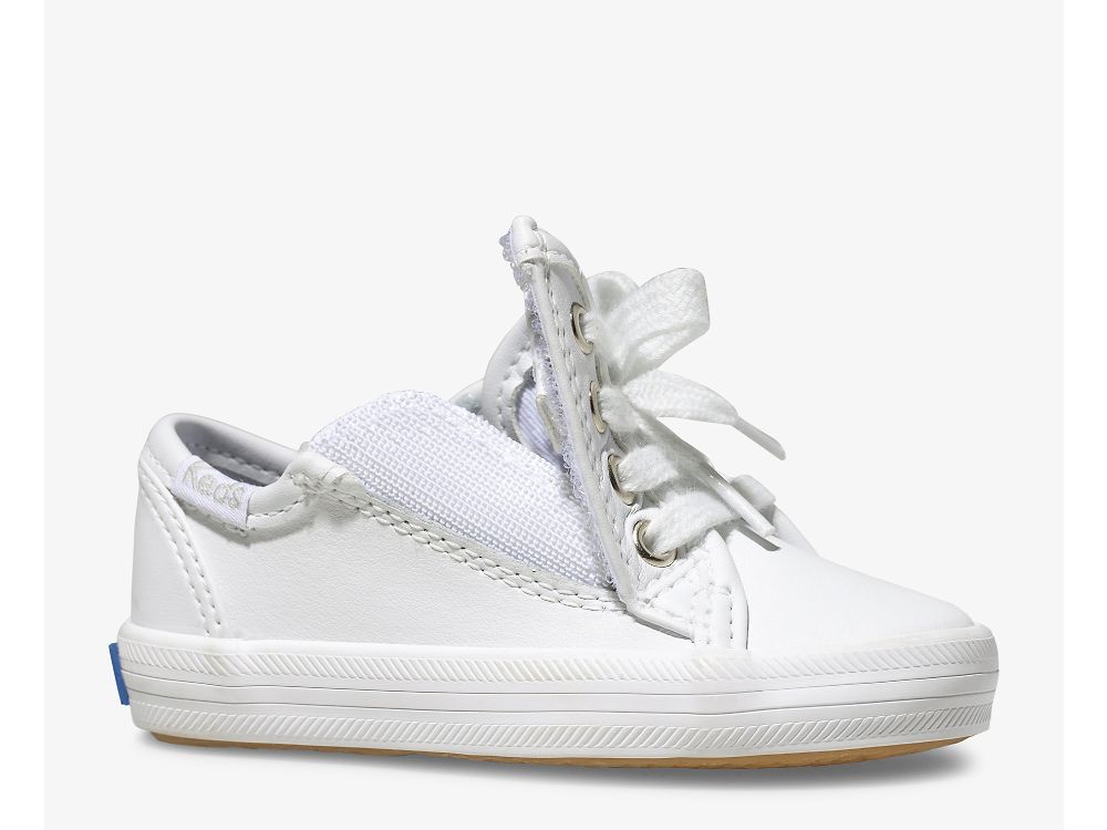 Keds Kickstart Jr. Nahkaiset Sneaker Tytön Tennarit Valkoinen | FI-21302